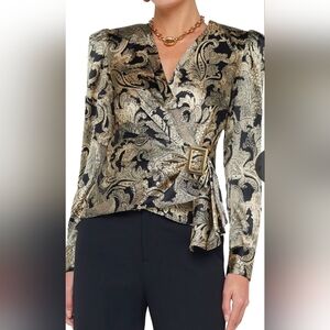 NWT L’AGENCE Bensen Silk-Blend Wrap Blouse – Size 0 2510